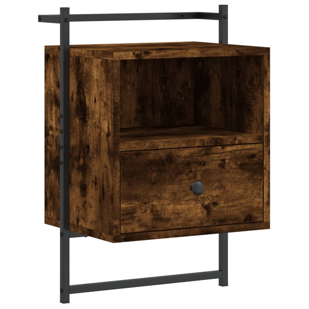 Nachtkastje wandgemonteerd 40x30x61 cm hout gerookt eikenkleur is nu te koop bij PeponiXL, paradijselijk wonen!