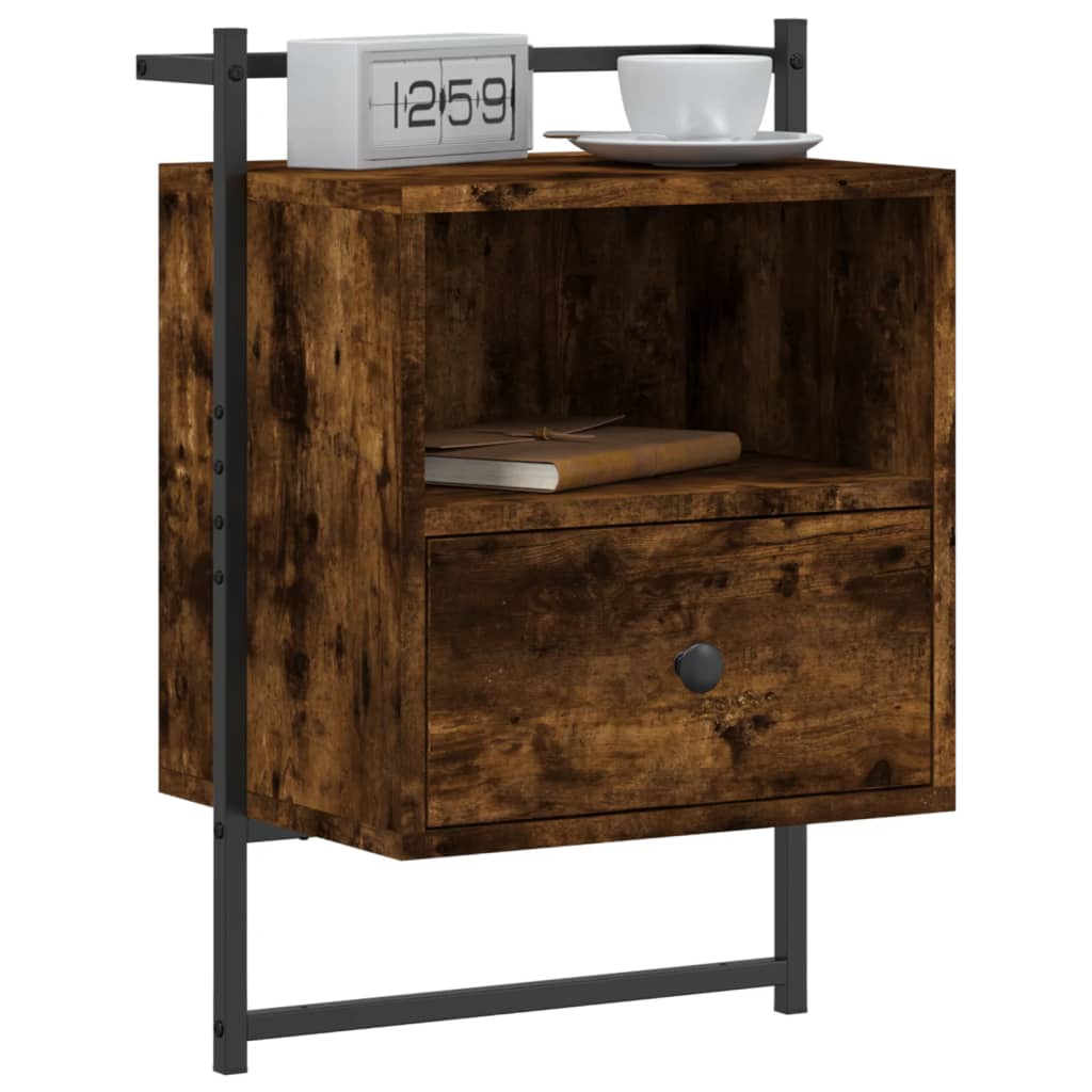 Nachtkastjes 2 st wandgemonteerd 40x30x61 cm hout gerookt eiken is nu te koop bij PeponiXL, paradijselijk wonen!