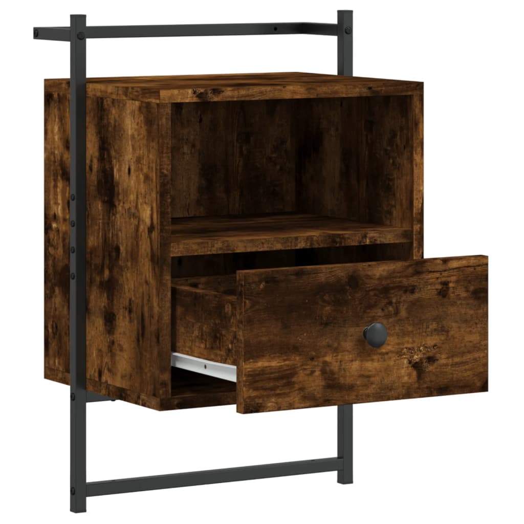 Nachtkastjes 2 st wandgemonteerd 40x30x61 cm hout gerookt eiken is nu te koop bij PeponiXL, paradijselijk wonen!
