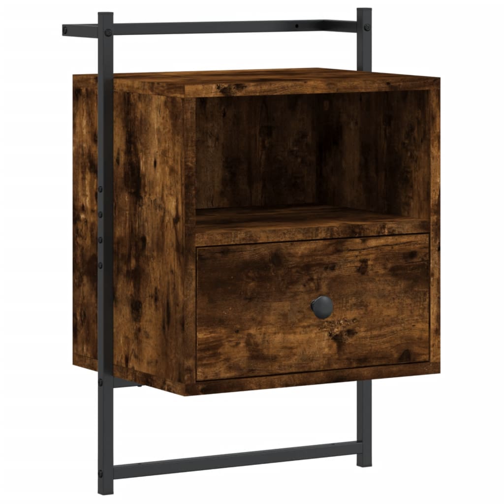 Nachtkastjes 2 st wandgemonteerd 40x30x61 cm hout gerookt eiken is nu te koop bij PeponiXL, paradijselijk wonen!