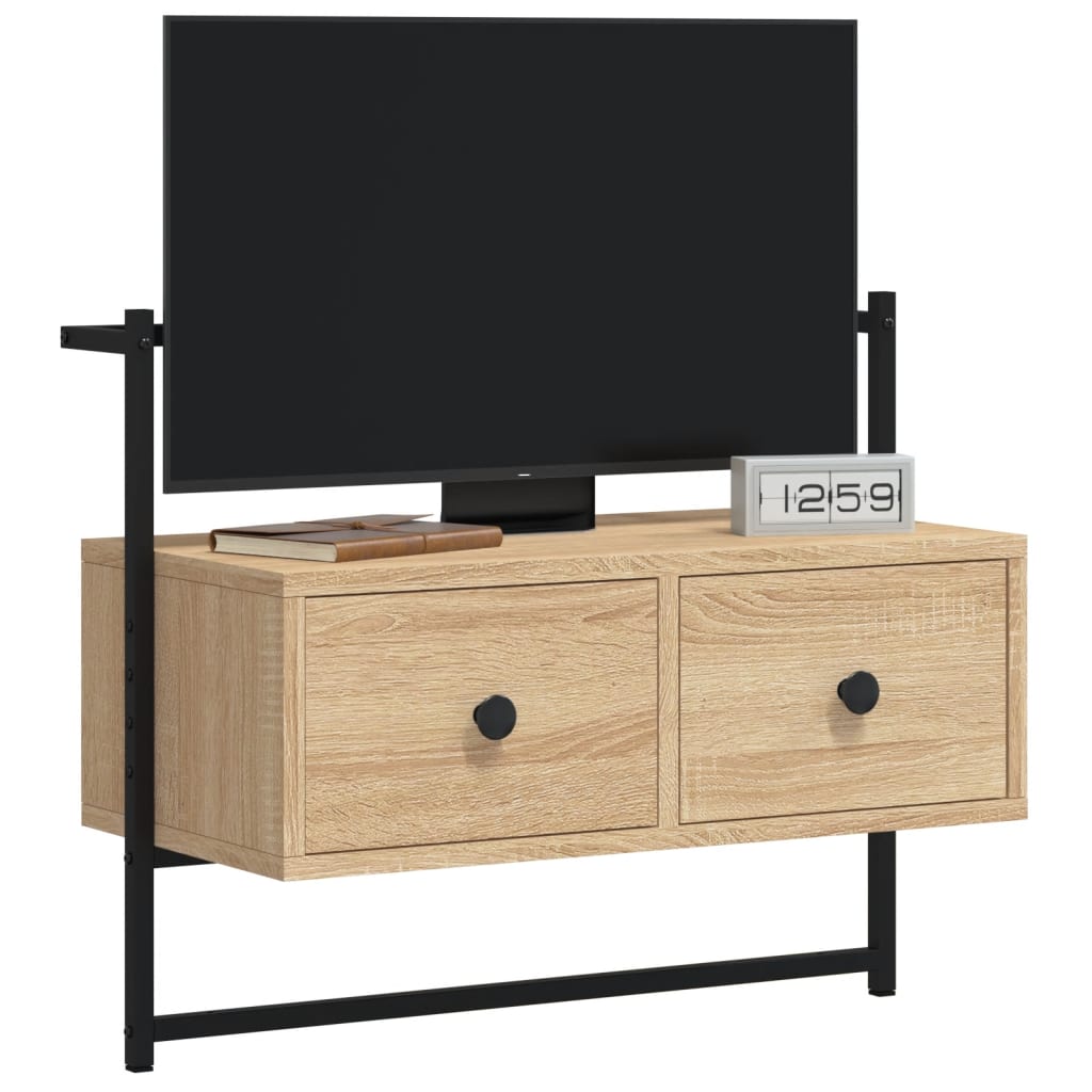 Tv-meubel wandgemonteerd 60,5x30x51 cm hout sonoma eikenkleurig is nu te koop bij PeponiXL, paradijselijk wonen!