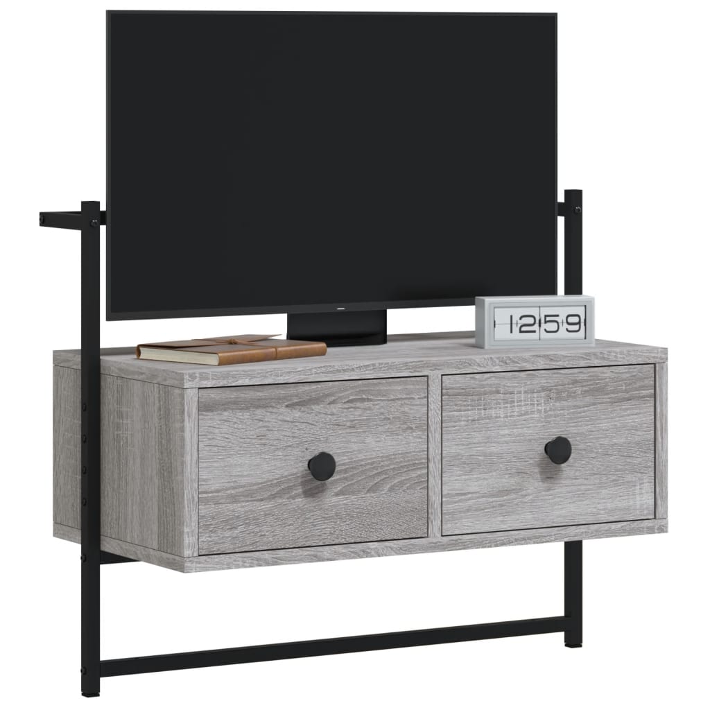 Tv-meubel wandgemonteerd 60,5x30x51 cm hout grijs sonoma eiken is nu te koop bij PeponiXL, paradijselijk wonen!