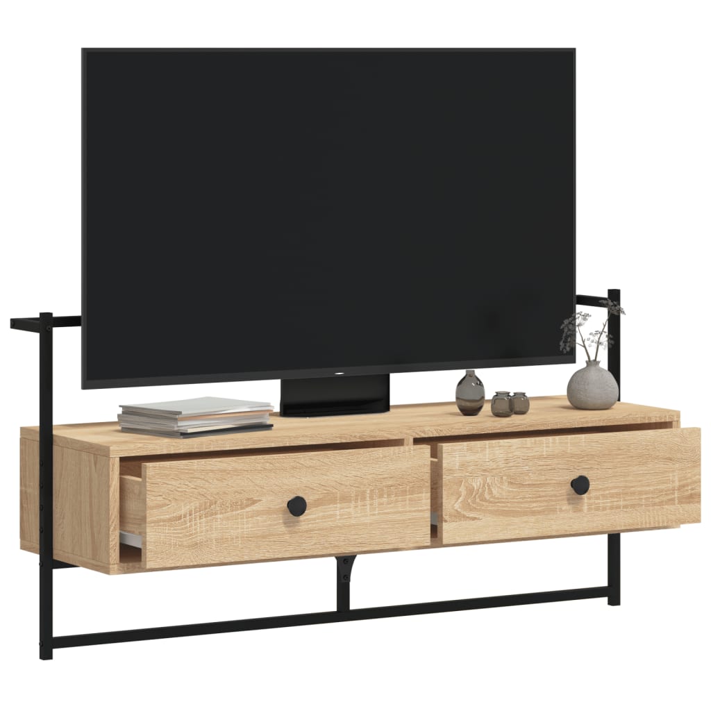 Tv-meubel wandgemonteerd 100,5x30x51 cm hout sonoma eikenkleur is nu te koop bij PeponiXL, paradijselijk wonen!