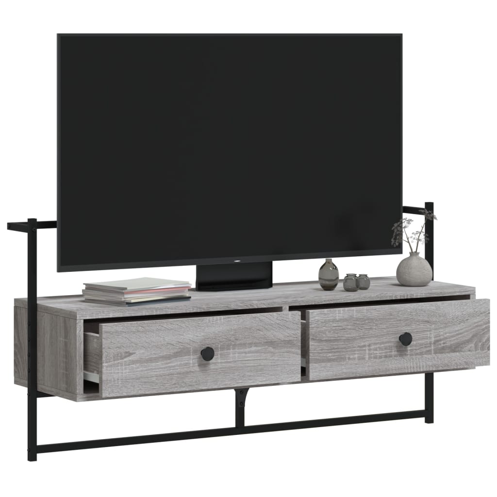 Tv-meubel wandgemonteerd 100,5x30x51 cm hout grijs sonoma eiken is nu te koop bij PeponiXL, paradijselijk wonen!
