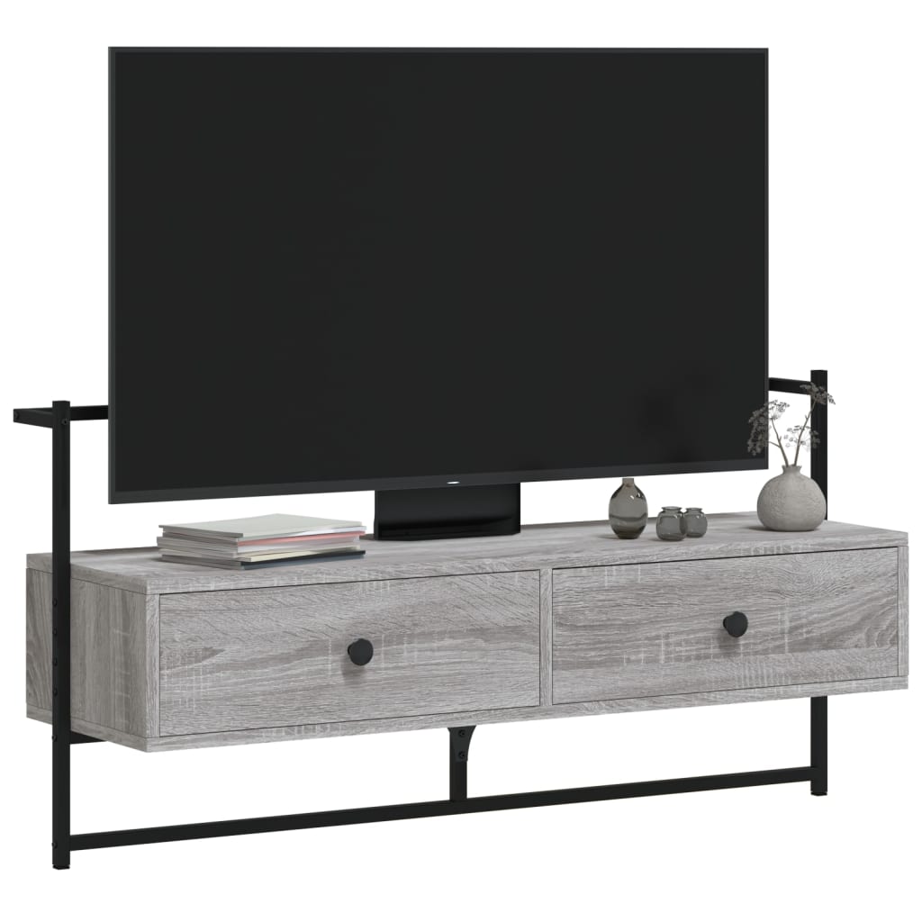 Tv-meubel wandgemonteerd 100,5x30x51 cm hout grijs sonoma eiken is nu te koop bij PeponiXL, paradijselijk wonen!