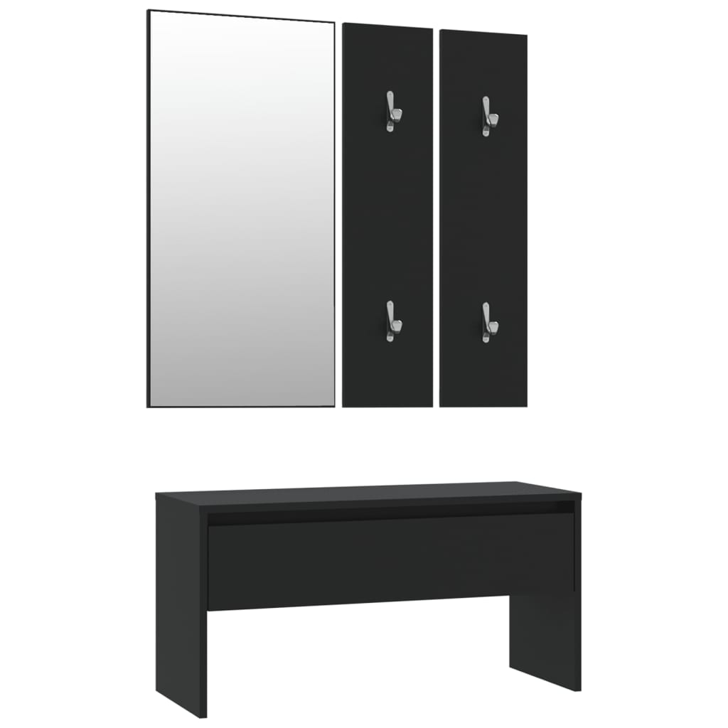 Garderobe set bewerkt hout zwart is nu te koop bij PeponiXL, paradijselijk wonen!