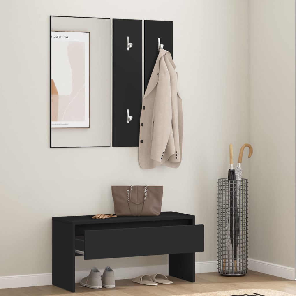 Garderobe set bewerkt hout zwart is nu te koop bij PeponiXL, paradijselijk wonen!