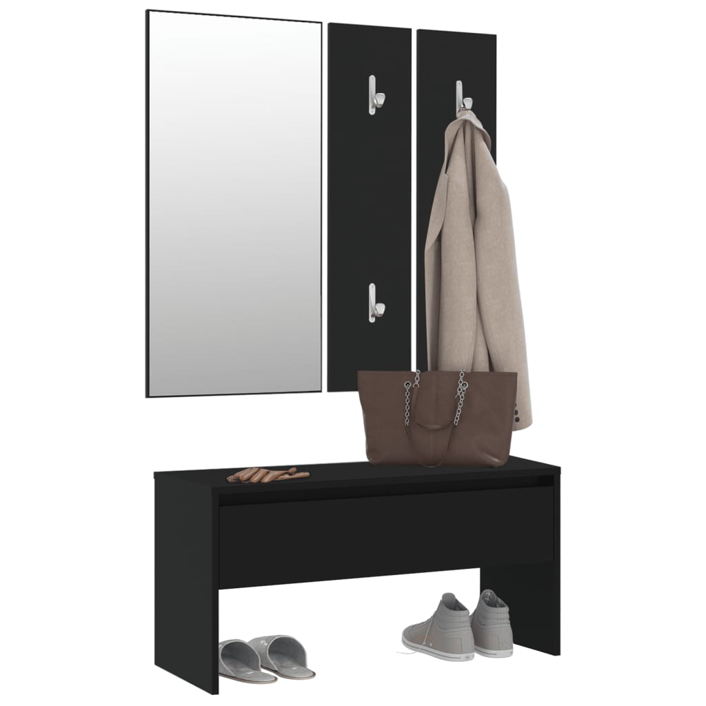 Garderobe set bewerkt hout zwart is nu te koop bij PeponiXL, paradijselijk wonen!