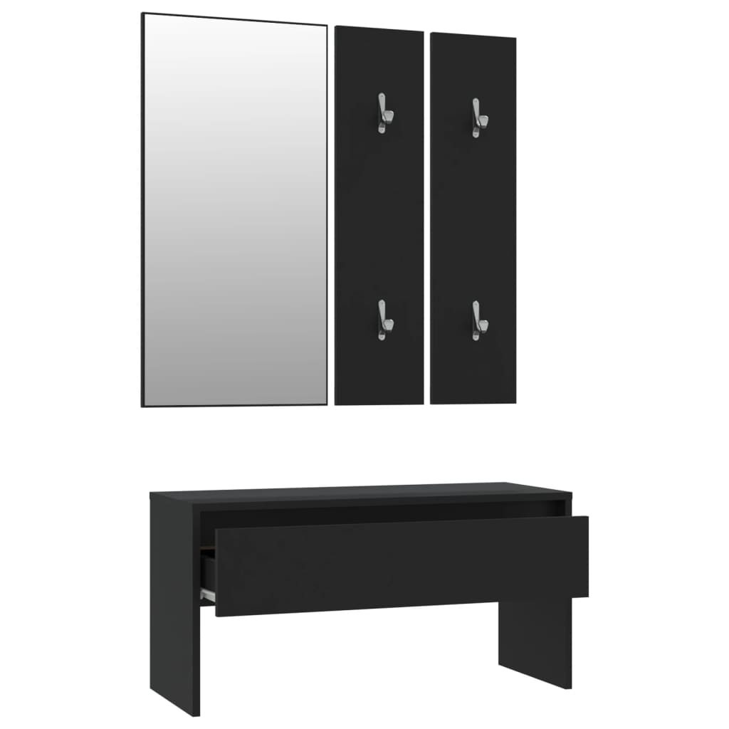 Garderobe set bewerkt hout zwart is nu te koop bij PeponiXL, paradijselijk wonen!