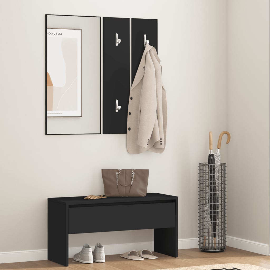 Garderobe set bewerkt hout zwart is nu te koop bij PeponiXL, paradijselijk wonen!