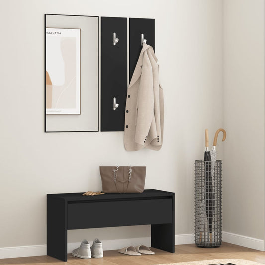 Garderobe set bewerkt hout zwart is nu te koop bij PeponiXL, paradijselijk wonen!