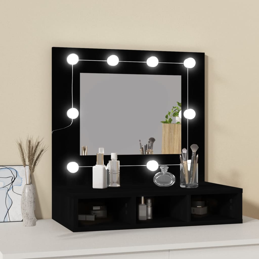 Spiegelkast met LED-verlichting 60x31,5x62 cm zwart is nu te koop bij PeponiXL, paradijselijk wonen!