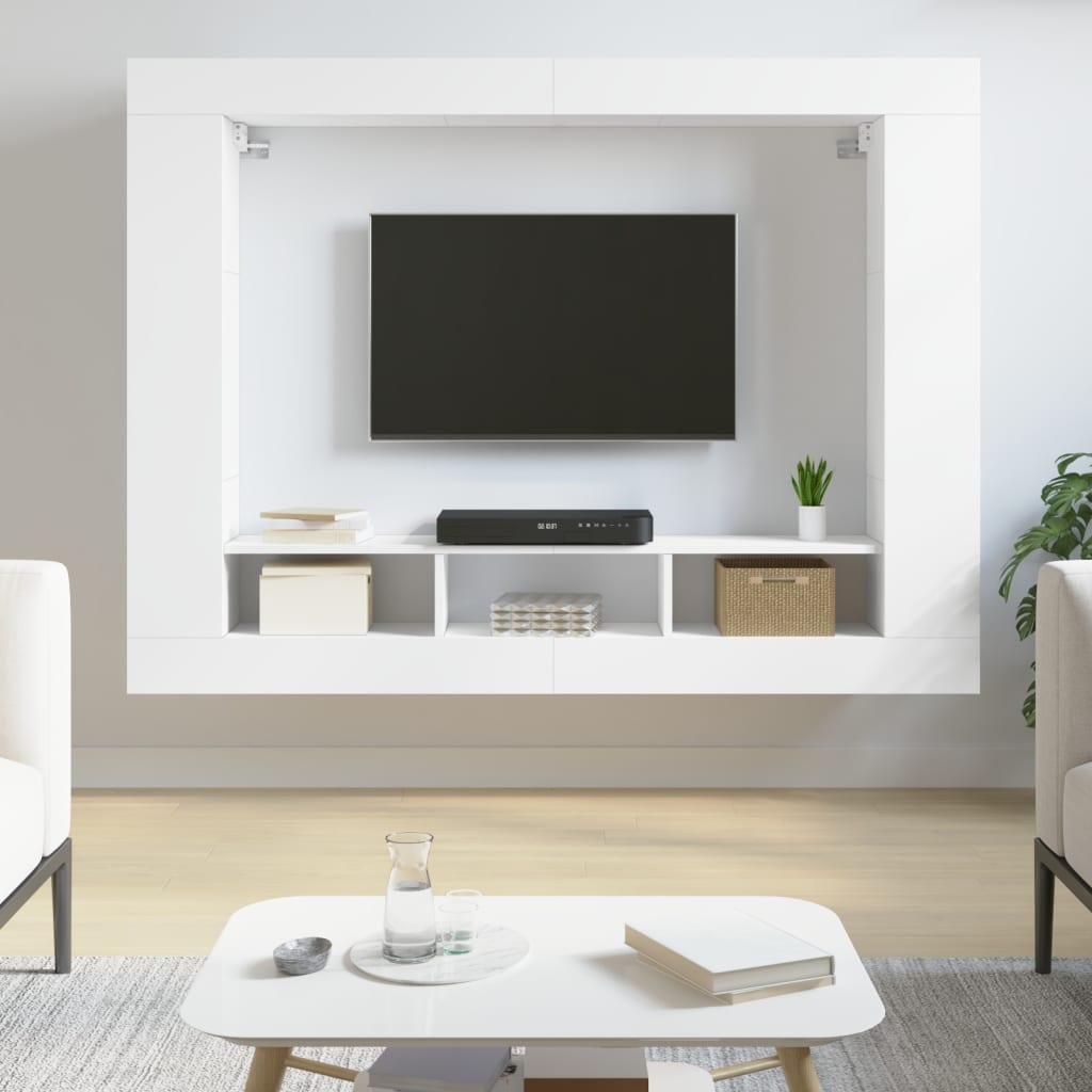 Tv-meubel 152x22x113 cm bewerkt hout wit is nu te koop bij PeponiXL, paradijselijk wonen!