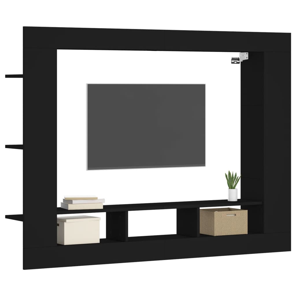 Tv-meubel 152x22x113 cm bewerkt hout zwart is nu te koop bij PeponiXL, paradijselijk wonen!