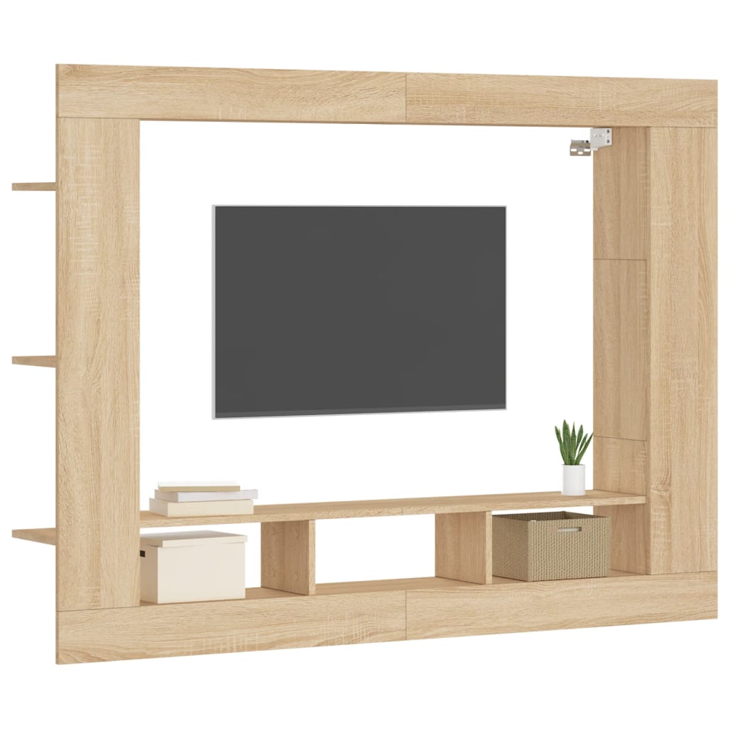 Tv-meubel 152x22x113 cm bewerkt hout sonoma eikenkleurig is nu te koop bij PeponiXL, paradijselijk wonen!