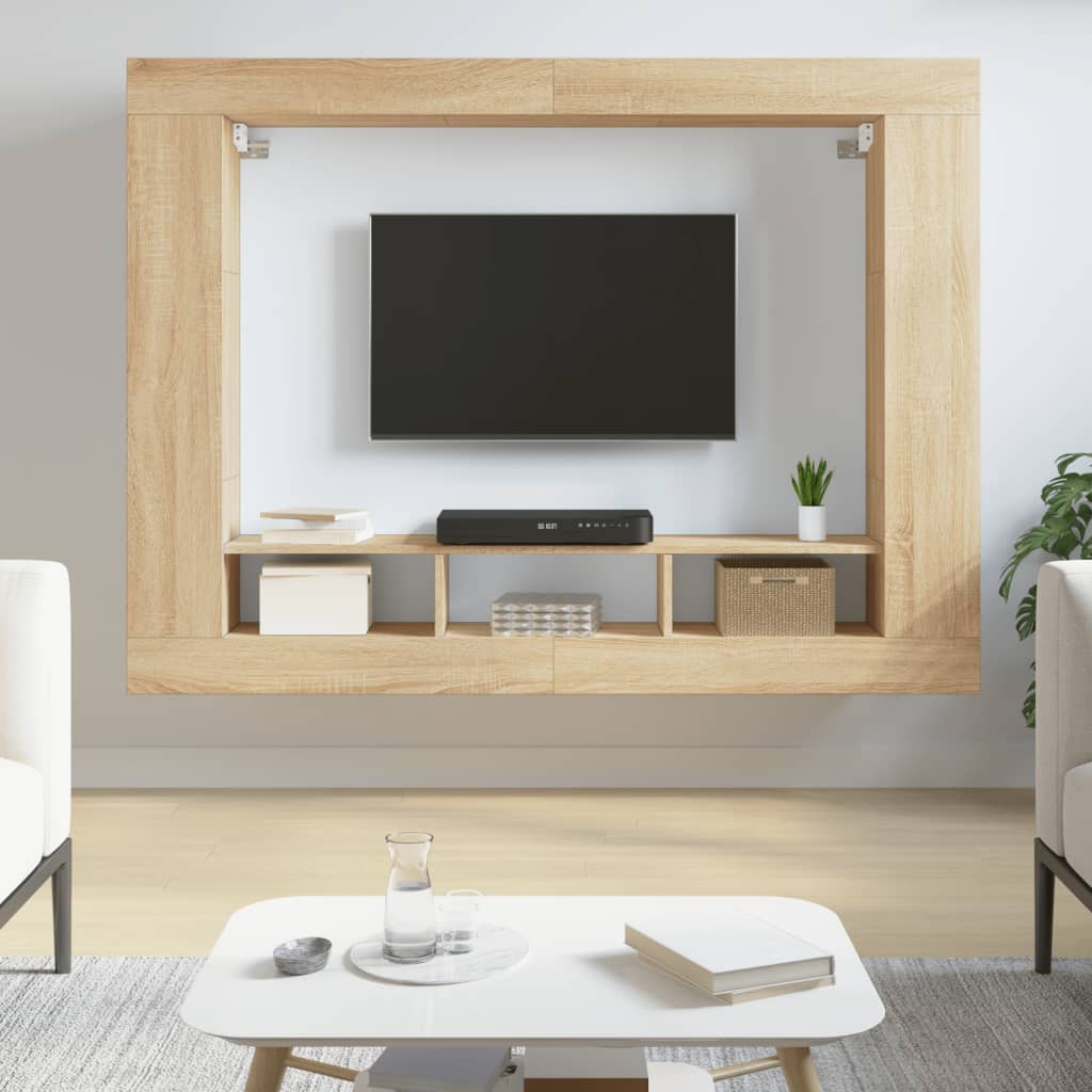 Tv-meubel 152x22x113 cm bewerkt hout sonoma eikenkleurig is nu te koop bij PeponiXL, paradijselijk wonen!