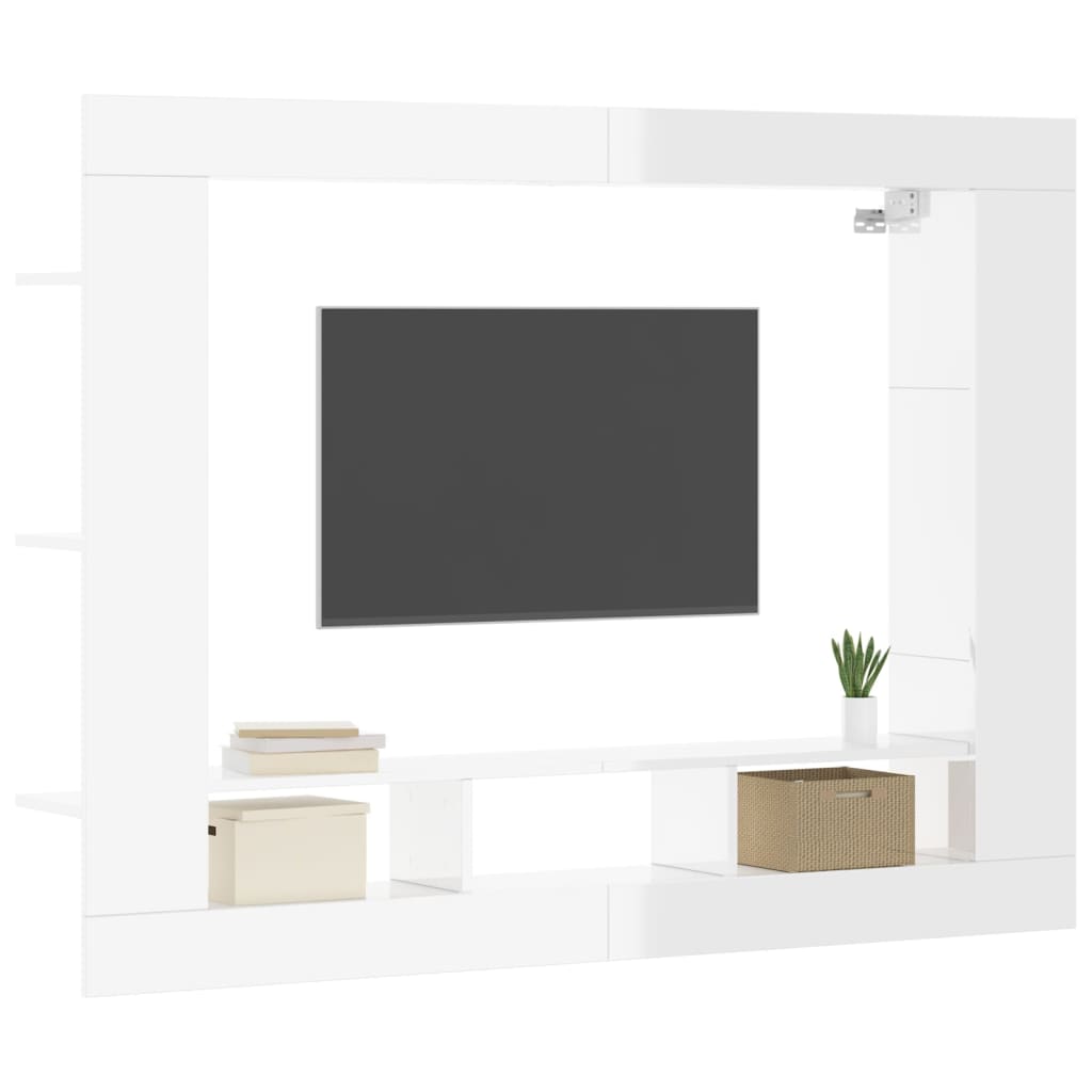 Tv-meubel 152x22x113 cm bewerkt hout hoogglans wit is nu te koop bij PeponiXL, paradijselijk wonen!