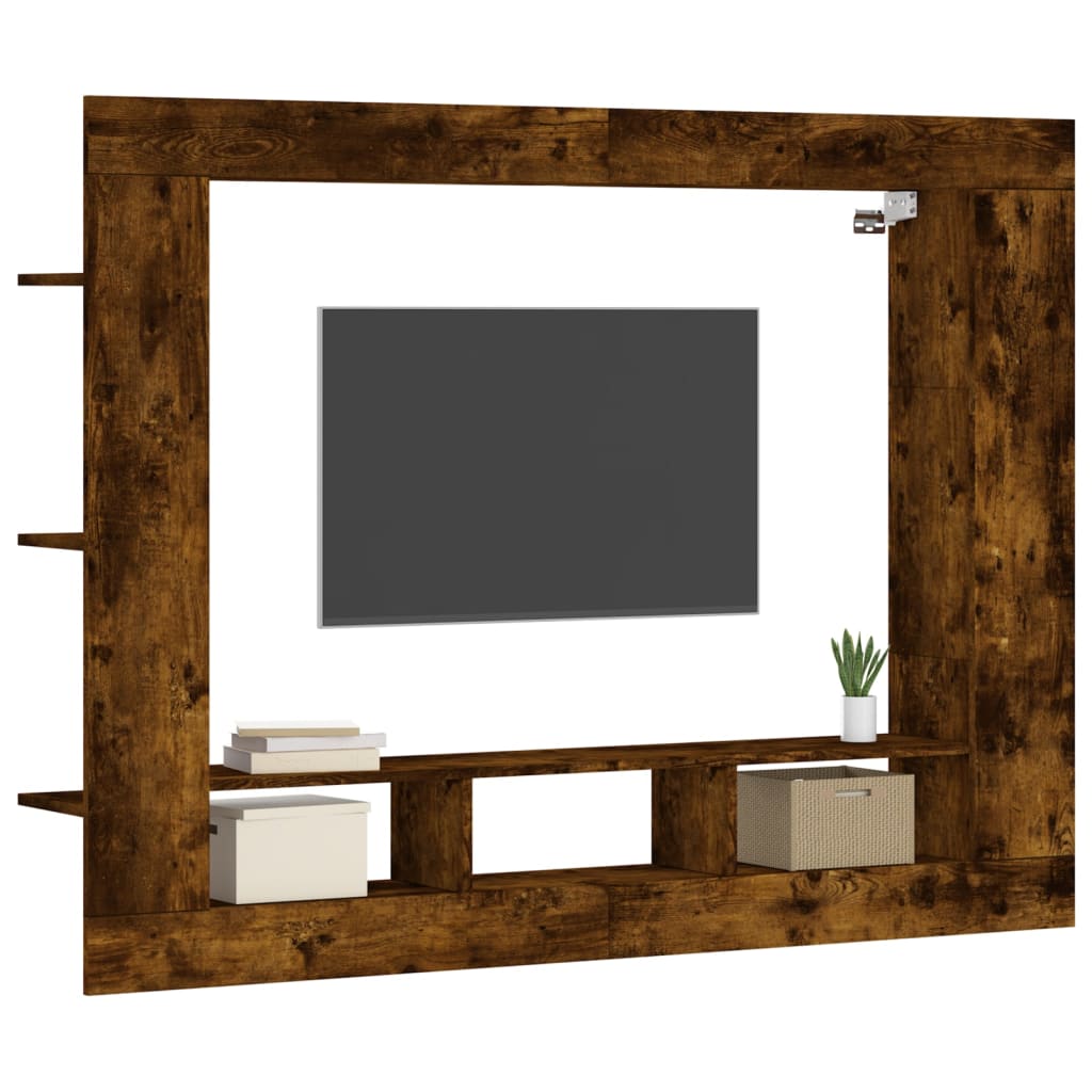 Tv-meubel 152x22x113 cm bewerkt hout gerookt eikenkleurig is nu te koop bij PeponiXL, paradijselijk wonen!