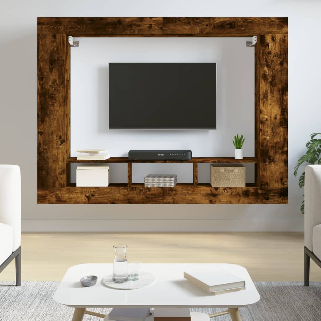 Tv-meubel 152x22x113 cm bewerkt hout gerookt eikenkleurig is nu te koop bij PeponiXL, paradijselijk wonen!