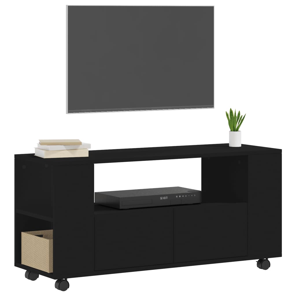 Tv-meubel 102x34,5x43 cm bewerkt hout zwart is nu te koop bij PeponiXL, paradijselijk wonen!