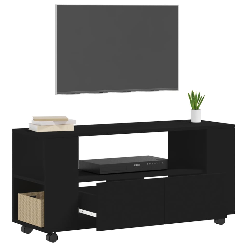 Tv-meubel 102x34,5x43 cm bewerkt hout zwart is nu te koop bij PeponiXL, paradijselijk wonen!