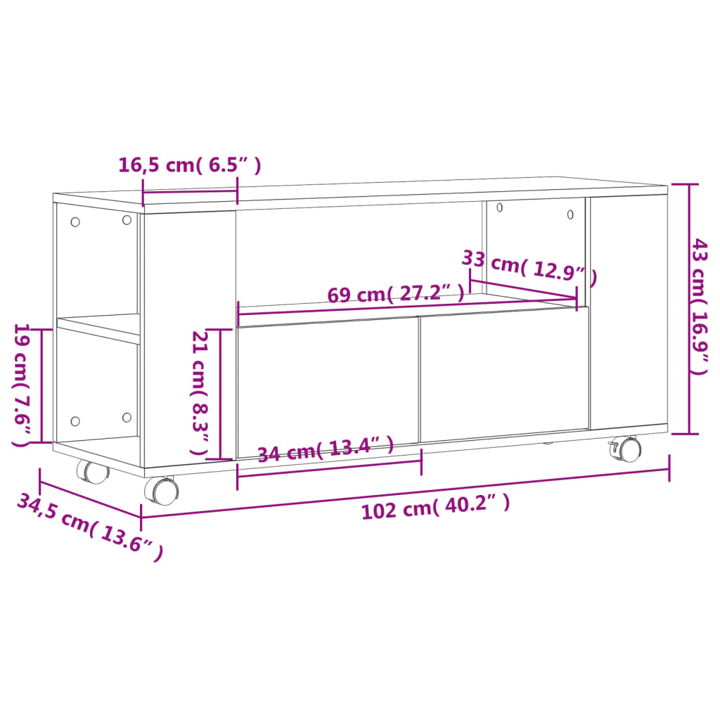 Tv-meubel 102x34,5x43 cm bewerkt hout zwart is nu te koop bij PeponiXL, paradijselijk wonen!