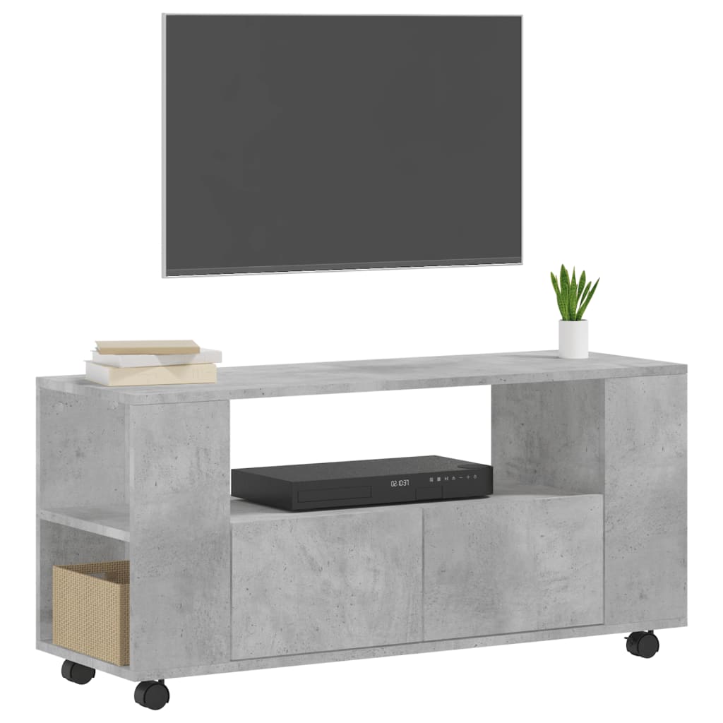 Tv-meubel 102x34,5x43 cm bewerkt hout betongrijs is nu te koop bij PeponiXL, paradijselijk wonen!