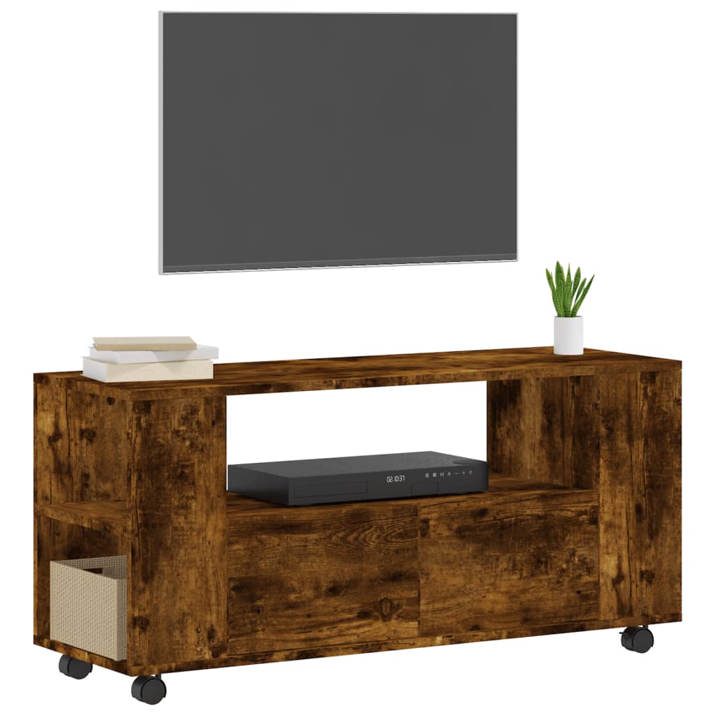 Tv-meubel 102x34,5x43 cm bewerkt hout gerookt eikenkleurig is nu te koop bij PeponiXL, paradijselijk wonen!