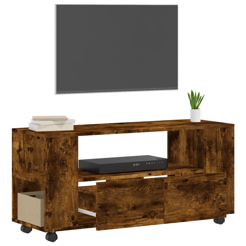 Tv-meubel 102x34,5x43 cm bewerkt hout gerookt eikenkleurig is nu te koop bij PeponiXL, paradijselijk wonen!