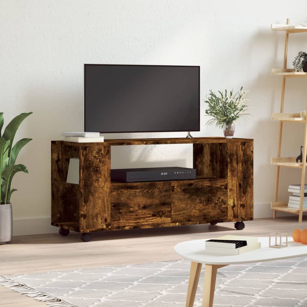 Tv-meubel 102x34,5x43 cm bewerkt hout gerookt eikenkleurig is nu te koop bij PeponiXL, paradijselijk wonen!