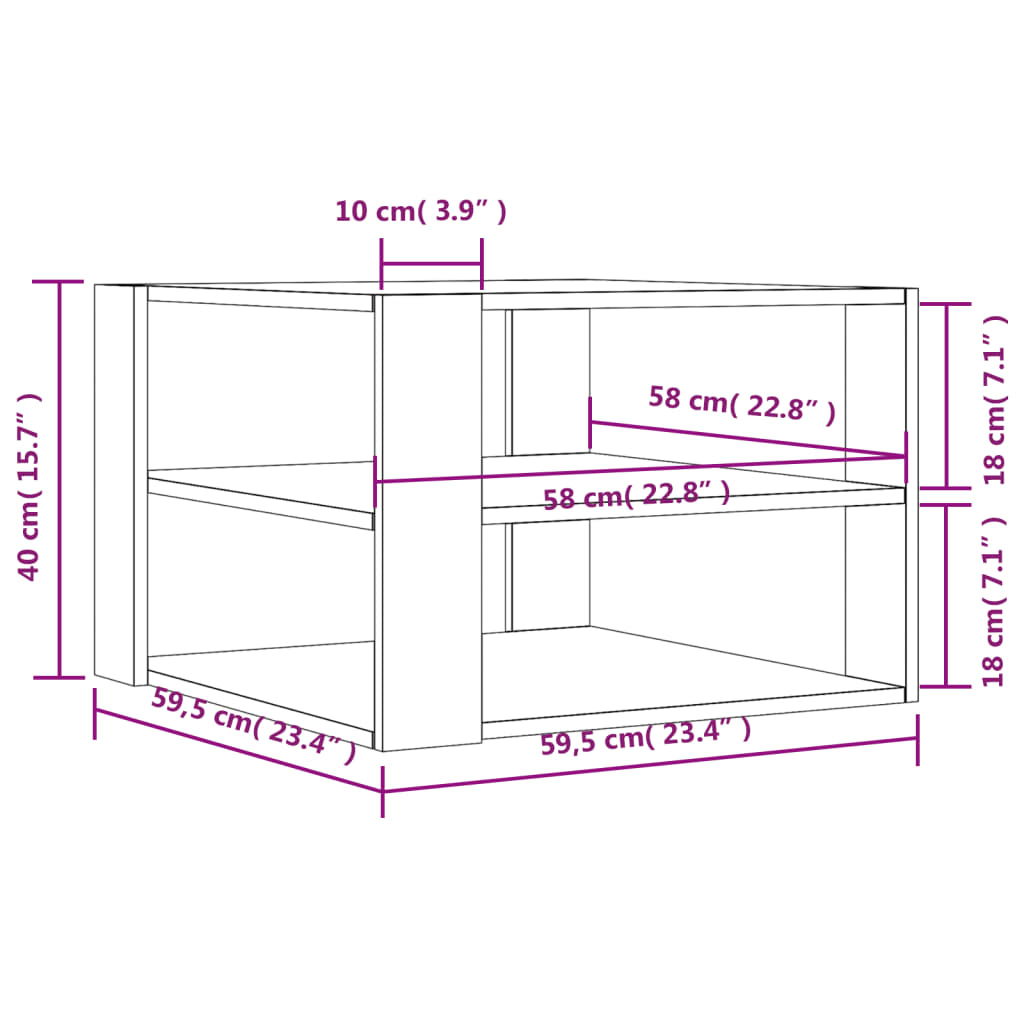 Salontafel 59,5x59,5x40 cm bewerkt hout zwart is nu te koop bij PeponiXL, paradijselijk wonen!