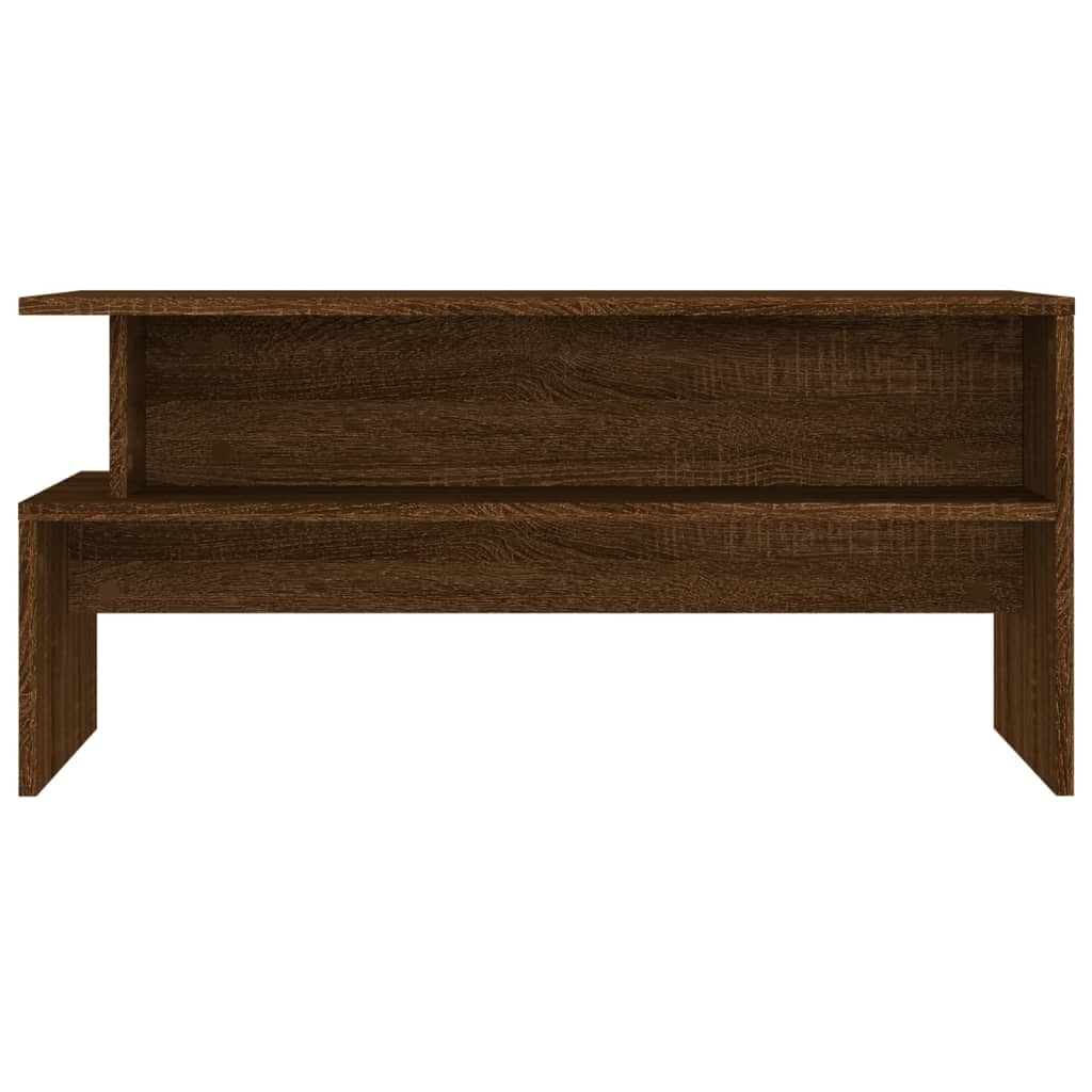 Salontafel 90x55x42,5 cm bewerkt hout bruin eikenkleur is nu te koop bij PeponiXL, paradijselijk wonen!