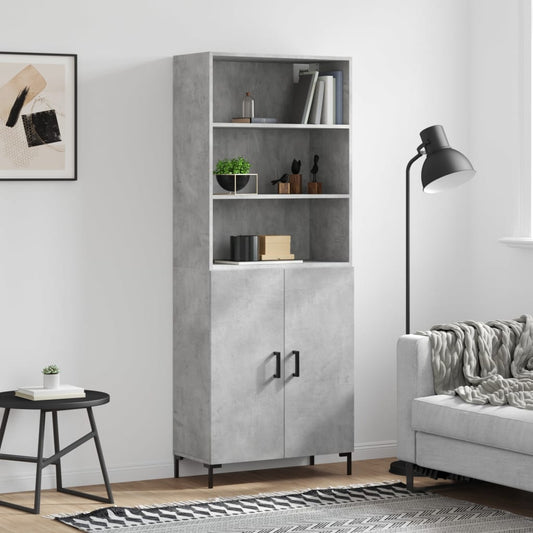 Hoge kast 69,5x34x180 cm bewerkt hout betongrijs is nu te koop bij PeponiXL, paradijselijk wonen!