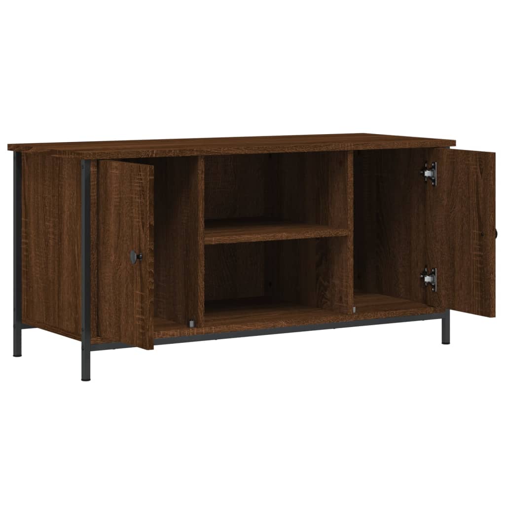 Tv-meubel 100x40x50 cm bewerkt hout bruin eikenkleur is nu te koop bij PeponiXL, paradijselijk wonen!