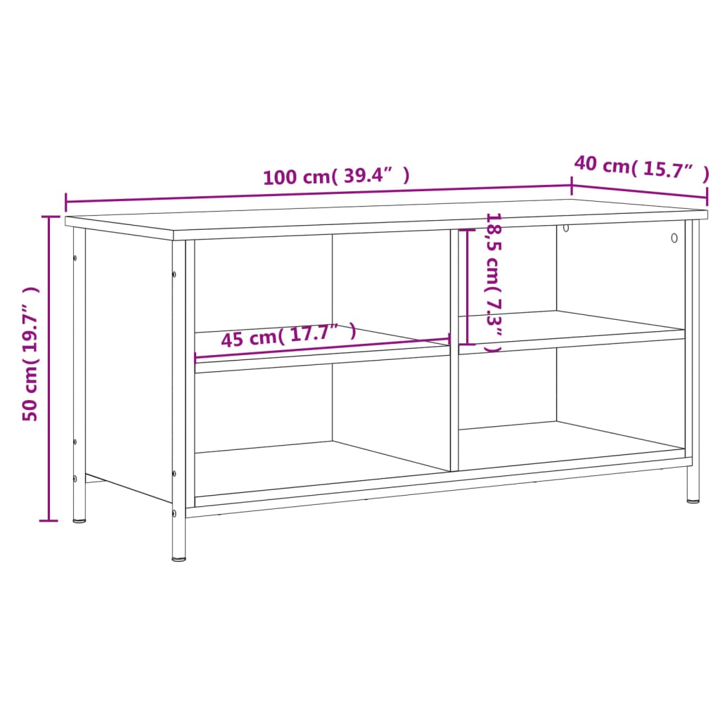 Tv-meubel 100x40x50 cm bewerkt hout sonoma eikenkleurig is nu te koop bij PeponiXL, paradijselijk wonen!