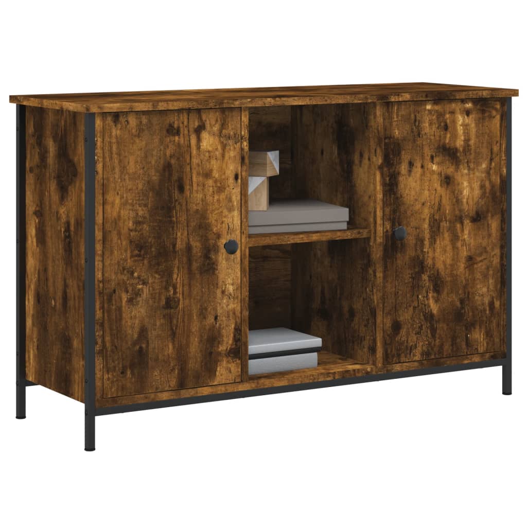 Tv-meubel 100x35x65 cm bewerkt hout gerookt eikenkleurig is nu te koop bij PeponiXL, paradijselijk wonen!