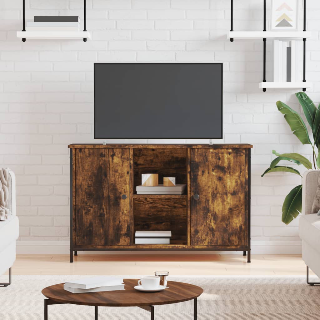 Tv-meubel 100x35x65 cm bewerkt hout gerookt eikenkleurig is nu te koop bij PeponiXL, paradijselijk wonen!