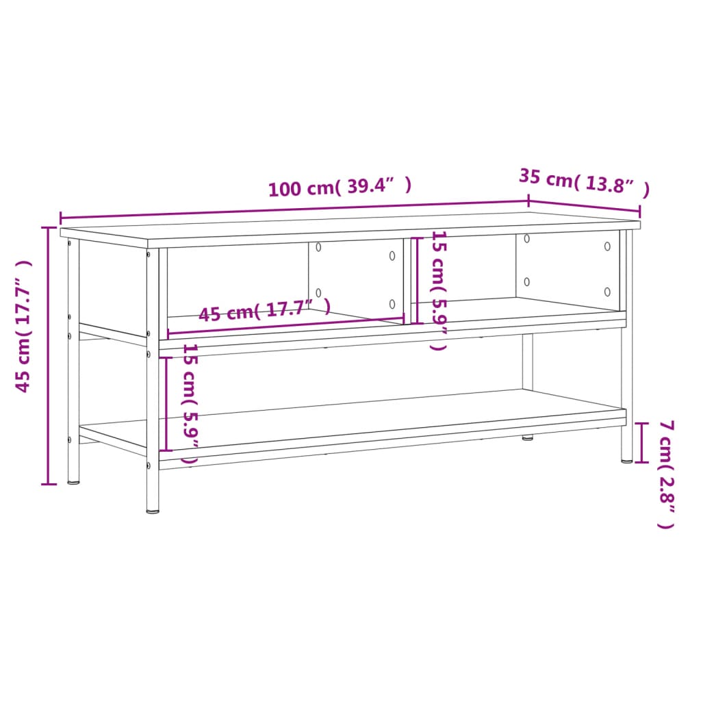 Tv-meubel 100x35x45 cm bewerkt hout grijs sonoma eikenkleurig is nu te koop bij PeponiXL, paradijselijk wonen!