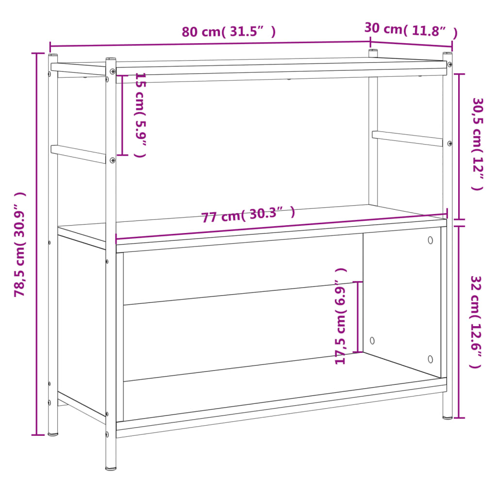 Boekenrek 80x30x78,5 cm bewerkt hout en ijzer gerookt eiken is nu te koop bij PeponiXL, paradijselijk wonen!