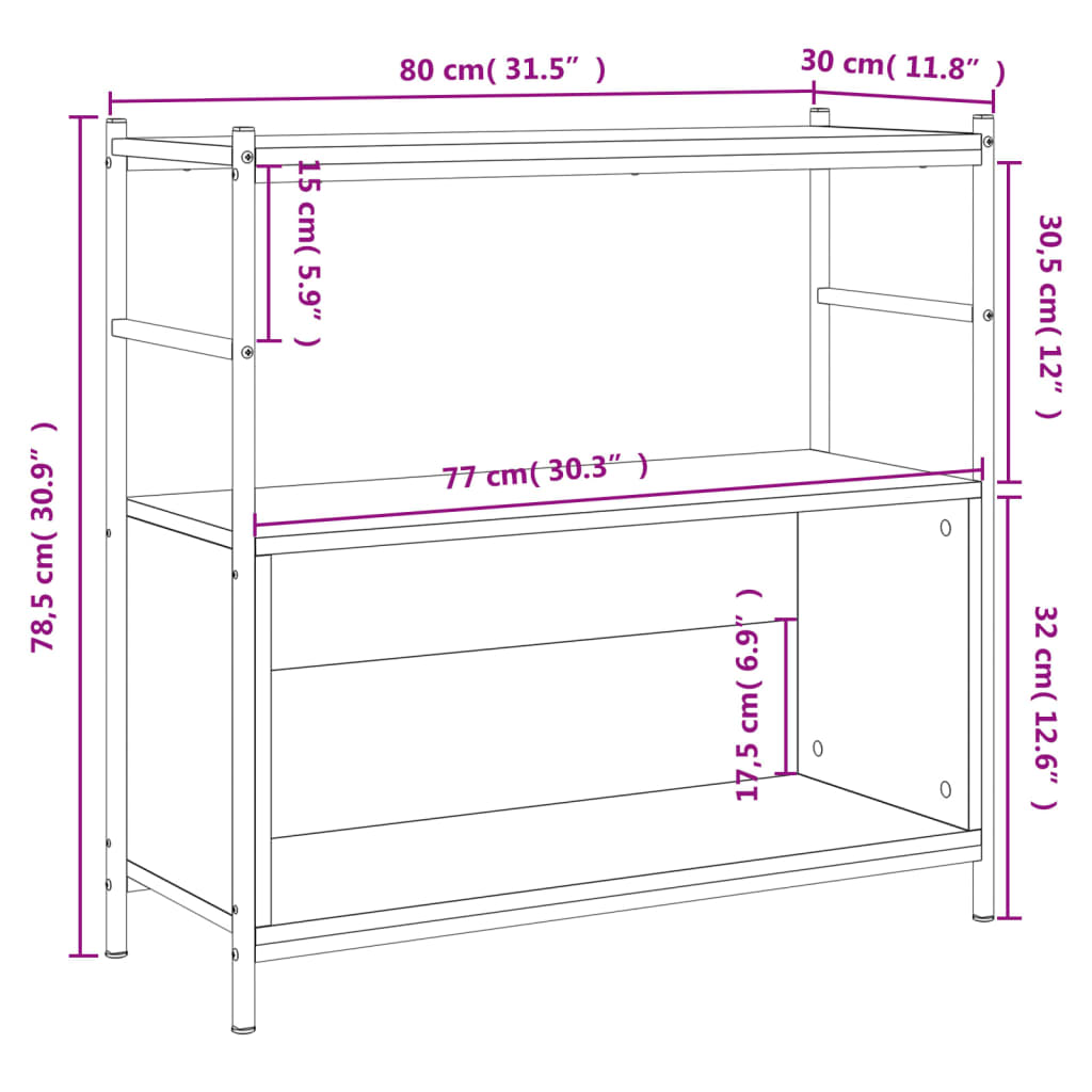 Boekenrek 80x30x78,5 cm bewerkt hout en ijzer grijs sonoma is nu te koop bij PeponiXL, paradijselijk wonen!