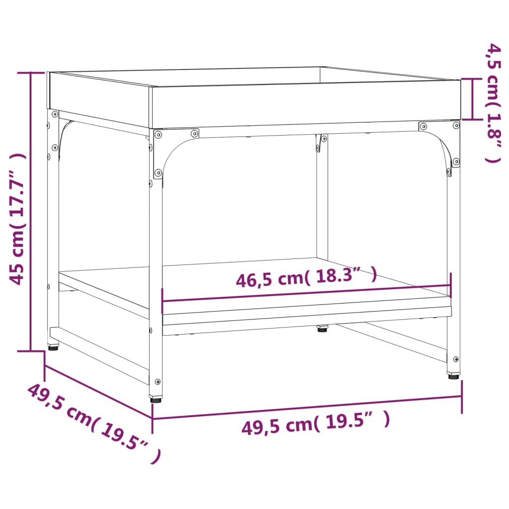 Salontafel 49,5x49,5x45 cm bewerkt hout zwart is nu te koop bij PeponiXL, paradijselijk wonen!