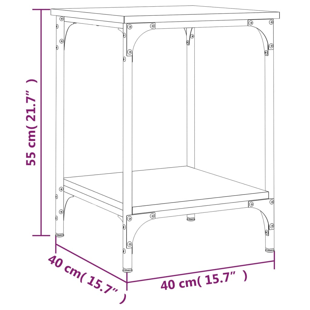 Salontafel 40x40x55 cm bewerkt hout grijs sonoma eikenkleurig is nu te koop bij PeponiXL, paradijselijk wonen!