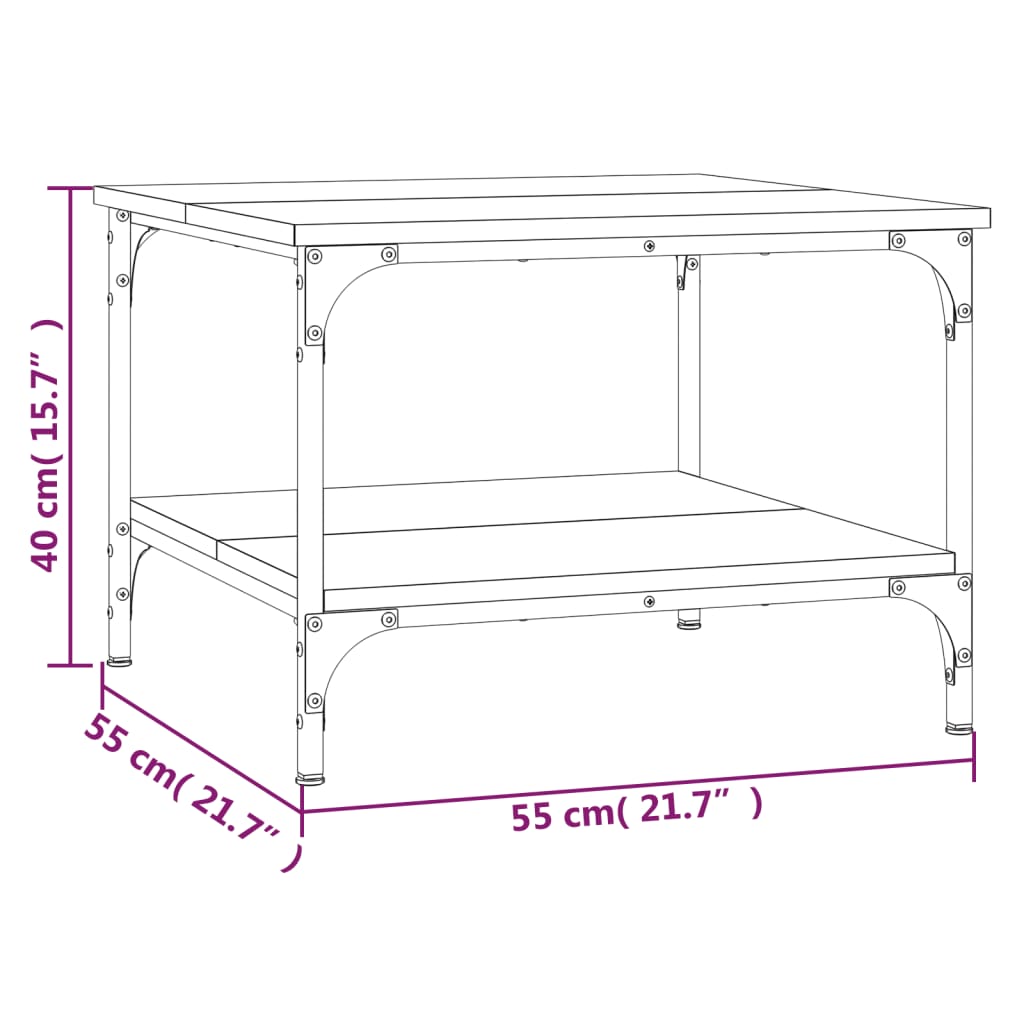 Salontafel 55x55x40 cm bewerkt hout gerookt eikenkleurig is nu te koop bij PeponiXL, paradijselijk wonen!