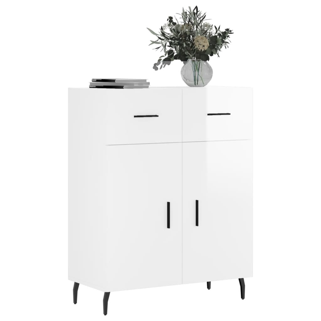 Dressoir 69,5x34x90 cm bewerkt hout hoogglans wit is nu te koop bij PeponiXL, paradijselijk wonen!