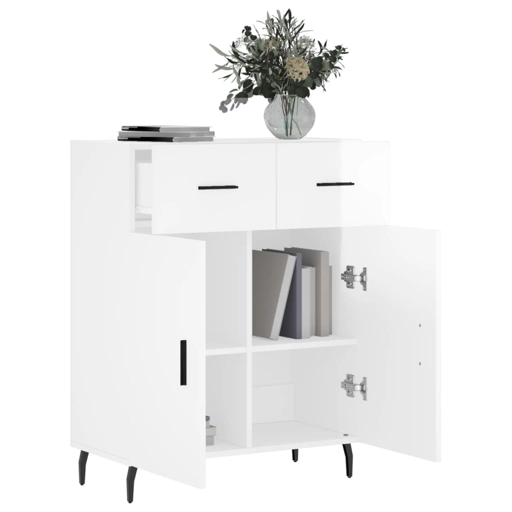 Dressoir 69,5x34x90 cm bewerkt hout hoogglans wit is nu te koop bij PeponiXL, paradijselijk wonen!