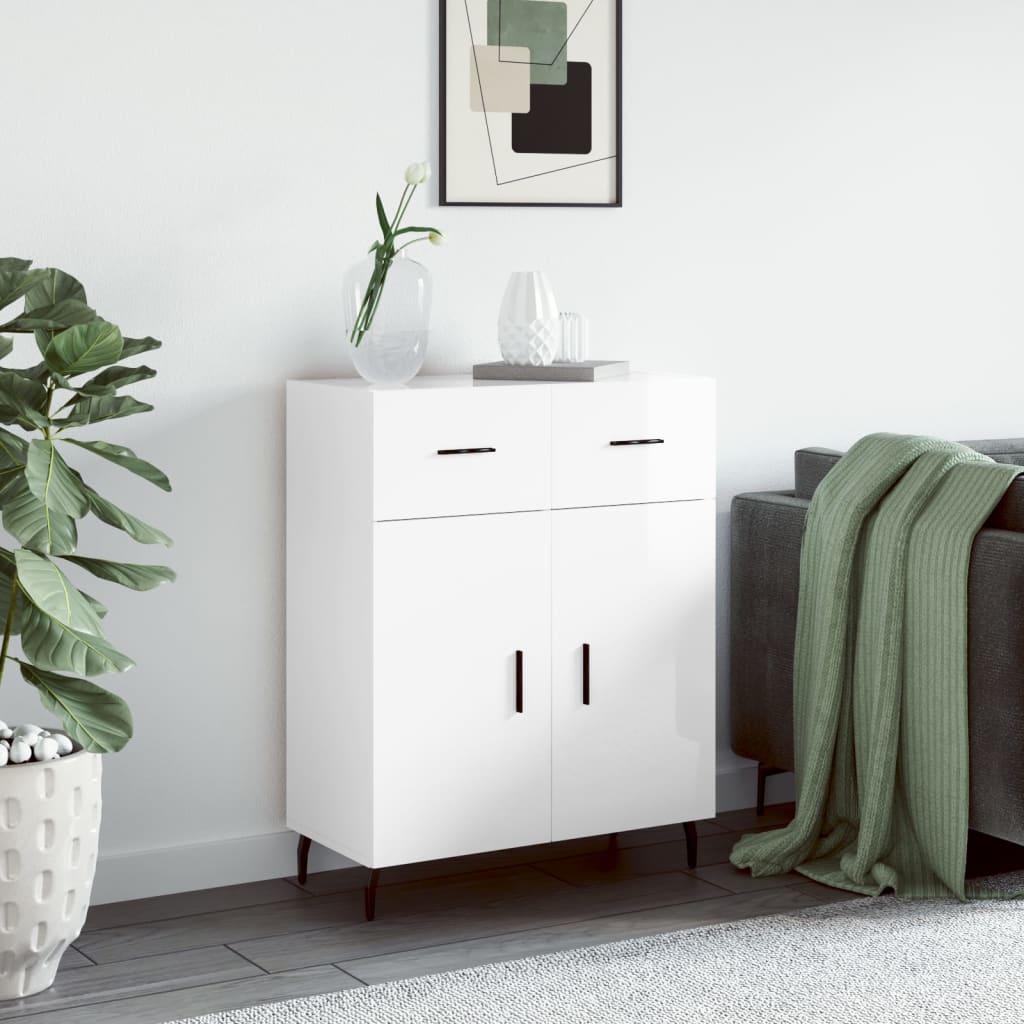 Dressoir 69,5x34x90 cm bewerkt hout hoogglans wit is nu te koop bij PeponiXL, paradijselijk wonen!