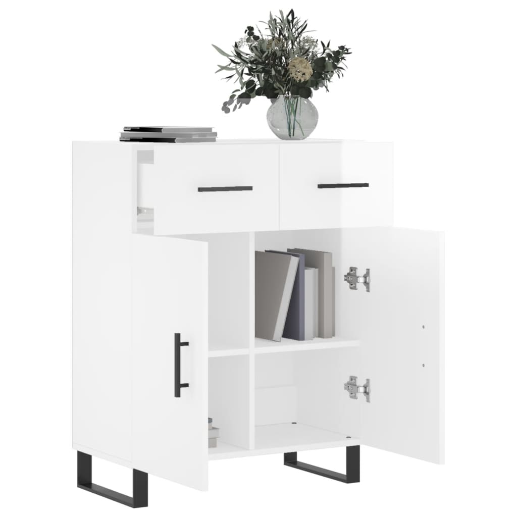 Dressoir 69,5x34x90 cm bewerkt hout hoogglans wit is nu te koop bij PeponiXL, paradijselijk wonen!
