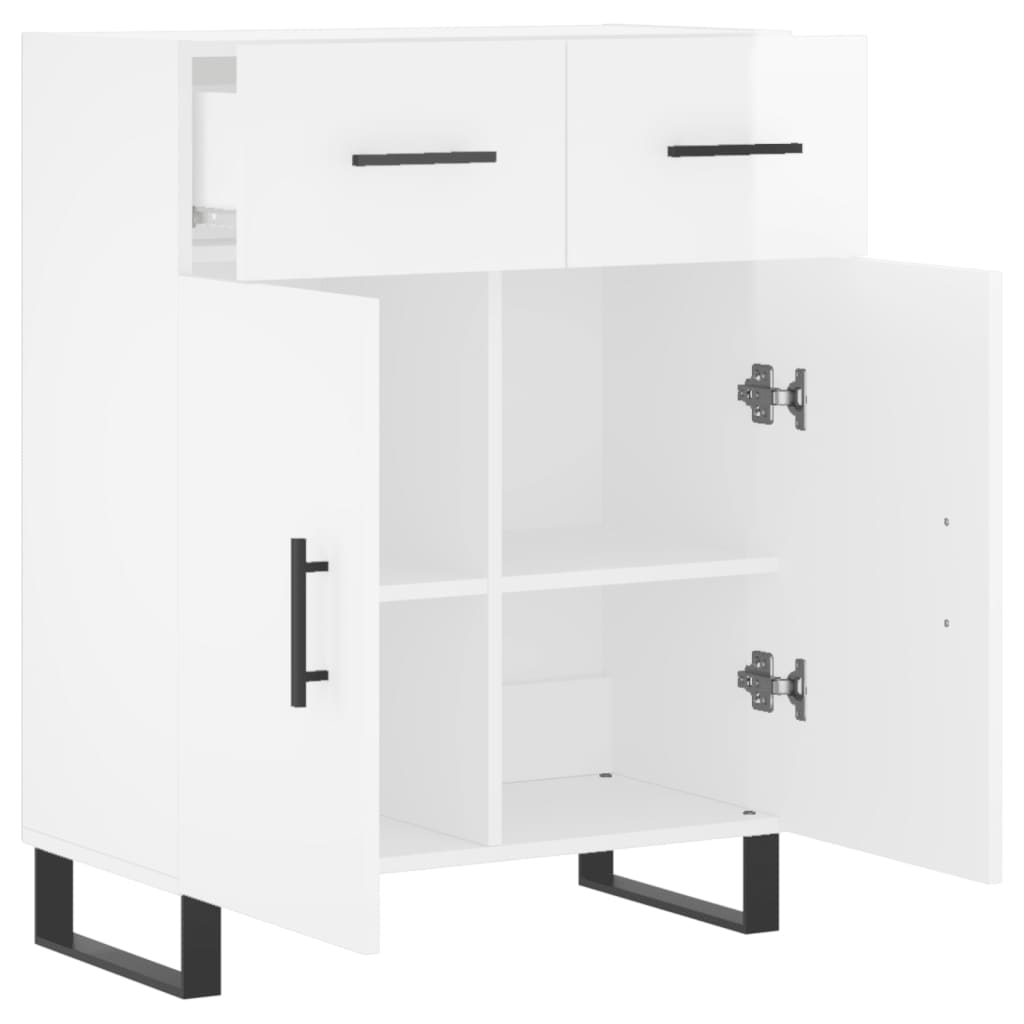 Dressoir 69,5x34x90 cm bewerkt hout hoogglans wit is nu te koop bij PeponiXL, paradijselijk wonen!