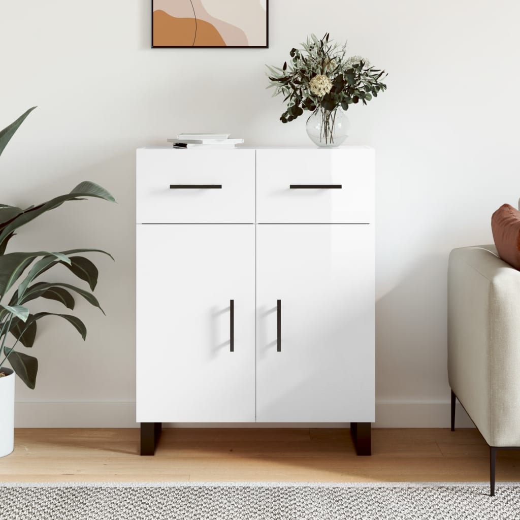 Dressoir 69,5x34x90 cm bewerkt hout hoogglans wit is nu te koop bij PeponiXL, paradijselijk wonen!