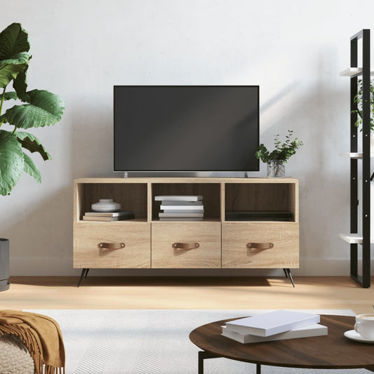 Tv-meubel 102x36x50 cm bewerkt hout sonoma eikenkleurig is nu te koop bij PeponiXL, paradijselijk wonen!